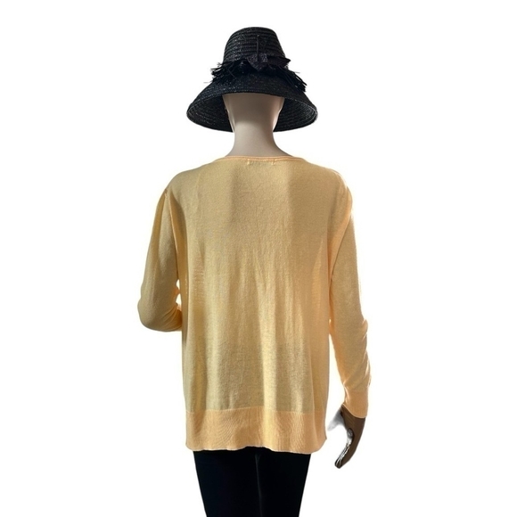 Women’s Sweater ZARA Knit Sweater Yellow V-Neck Long Sleeve Pullover Top - Picture 8 of 9